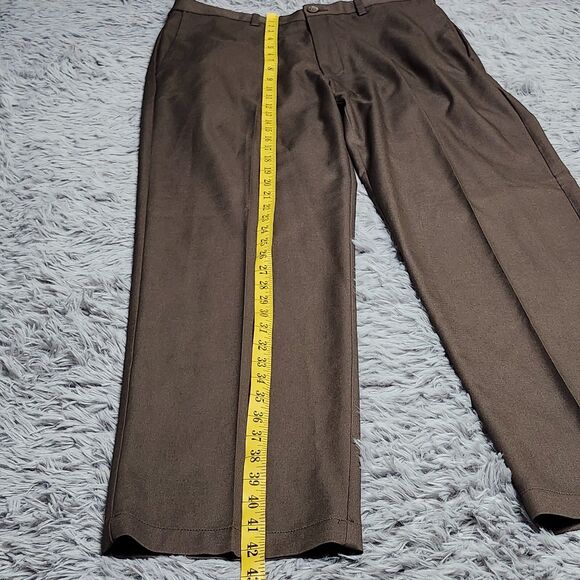 Haggar Golf Pants Mens 34x32 Cool 18 Brown Classic Fit Tan Chino‎ Dress Straight - Picture 7 of 10